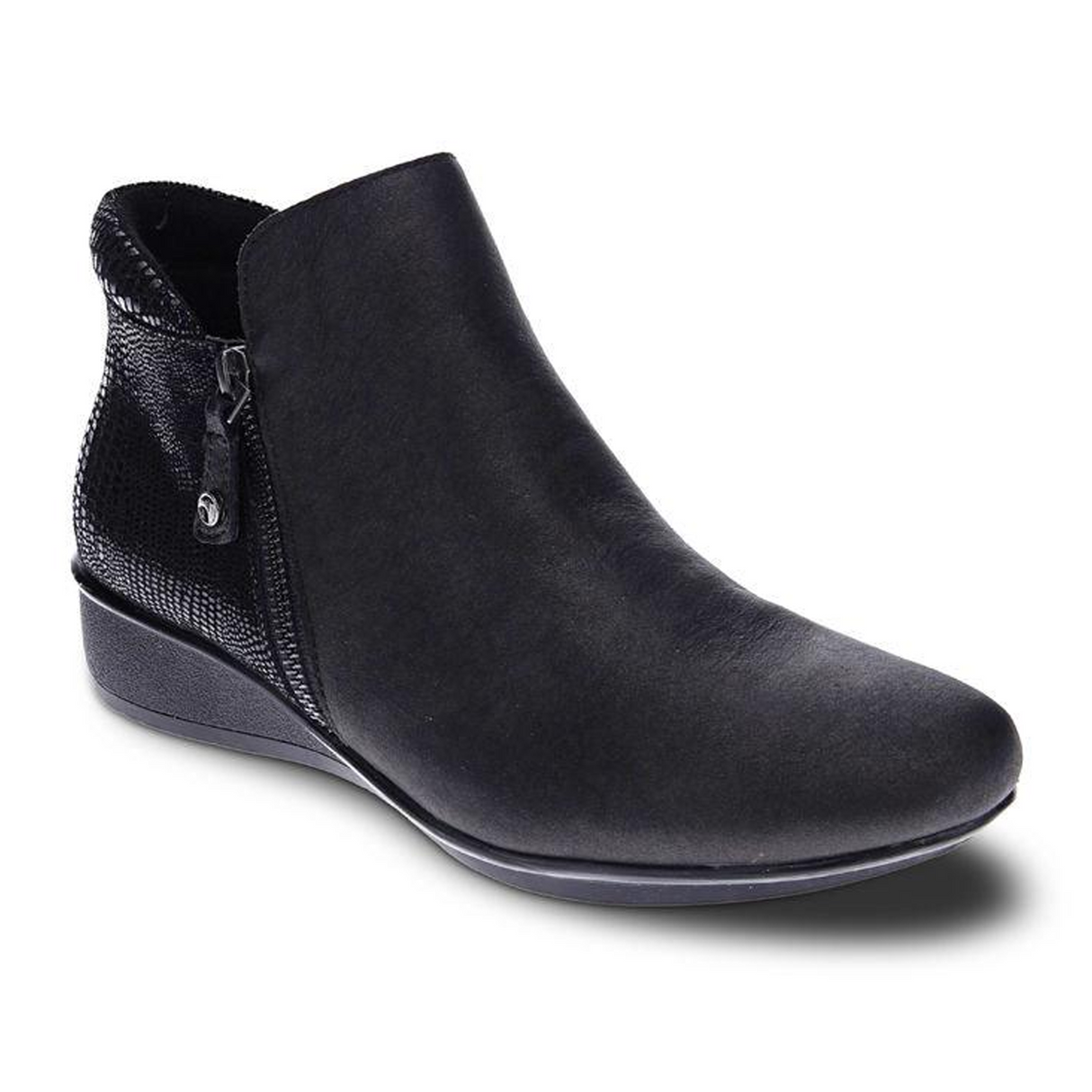 Revere Damascus Ankle Boot (Women) - Onyx/Black Lizard Boots - Casual - Low - The Heel Shoe Fitters