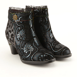 L'Artiste Dessa Heeled Ankle Boot (Women) - Black Multi Boots - Casual - Mid - The Heel Shoe Fitters