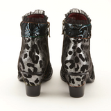 L'Artiste Dessa Heeled Ankle Boot (Women) - Black Multi Boots - Casual - Mid - The Heel Shoe Fitters