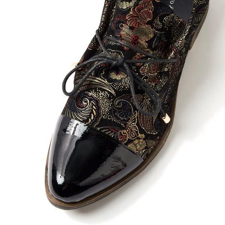 Django & Juliette Kotty Slip On (Women) - Black/Regal Print Dress-Casual - Flat - The Heel Shoe Fitters