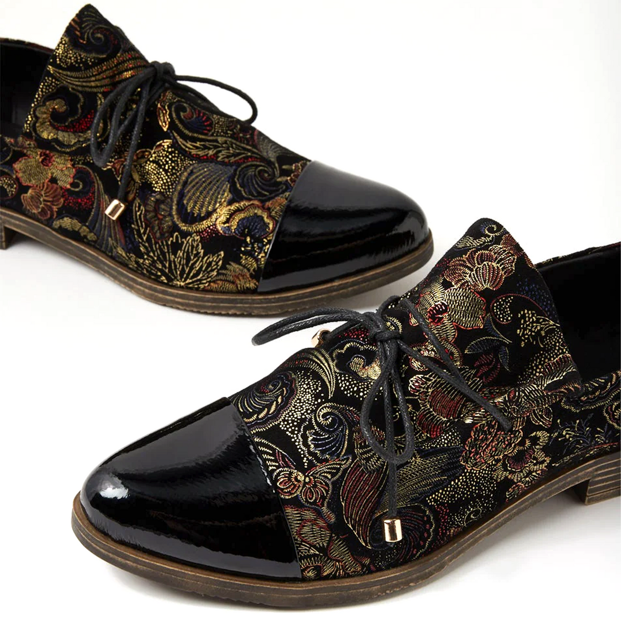 Django & Juliette Kotty Slip On (Women) - Black/Regal Print Dress-Casual - Flat - The Heel Shoe Fitters