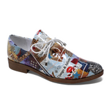 Django & Juliette Kotty Slip On (Women) - Collage Print Patent Leather Dress-Casual - Loafer - The Heel Shoe Fitters