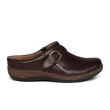 Aetrex Libby Clog (Women) - Brown Leather Dress-Casual - Clogs & Mules - The Heel Shoe Fitters