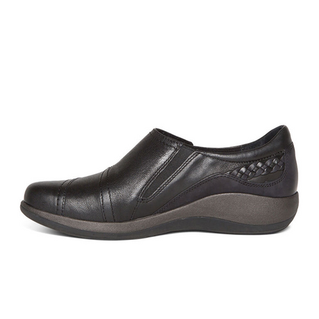 Aetrex Karina Slip On (Women) - Black Leather Dress-Casual - Slip On - The Heel Shoe Fitters