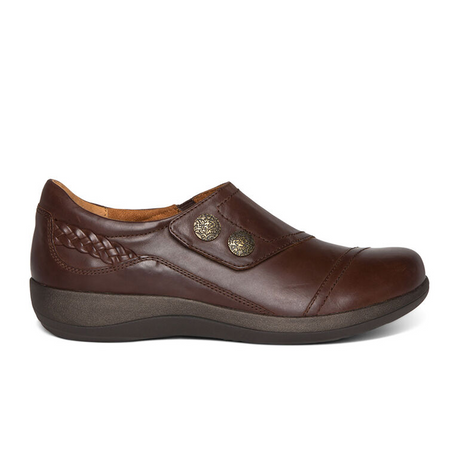 Aetrex Karina Slip On (Women) - Brown Leather Dress-Casual - Slip On - The Heel Shoe Fitters