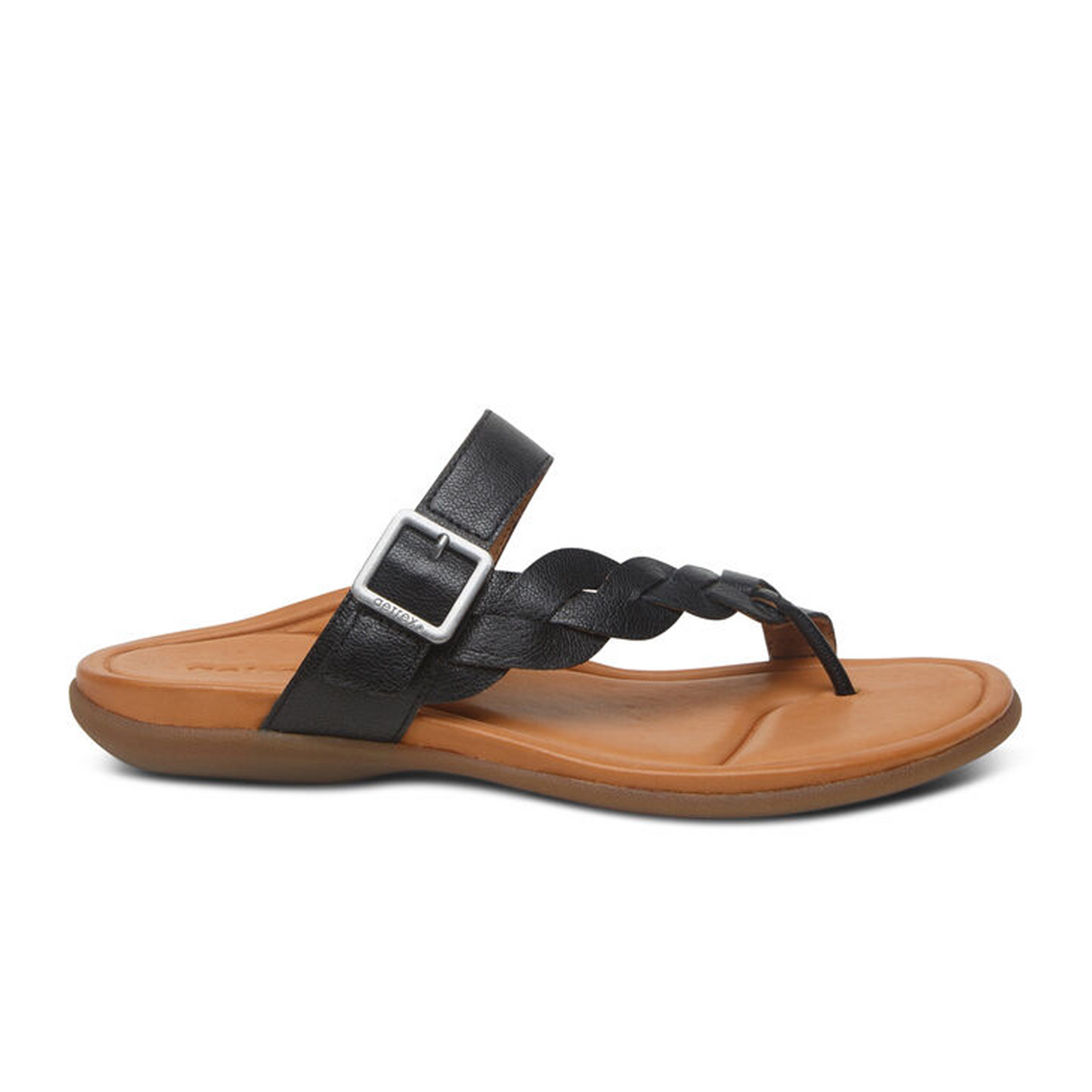 Aetrex Selena Sandal (Women) - Black Sandals - Thong - The Heel Shoe Fitters