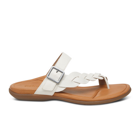 Aetrex Selena Sandal (Women) - White Sandals - Thong - The Heel Shoe Fitters