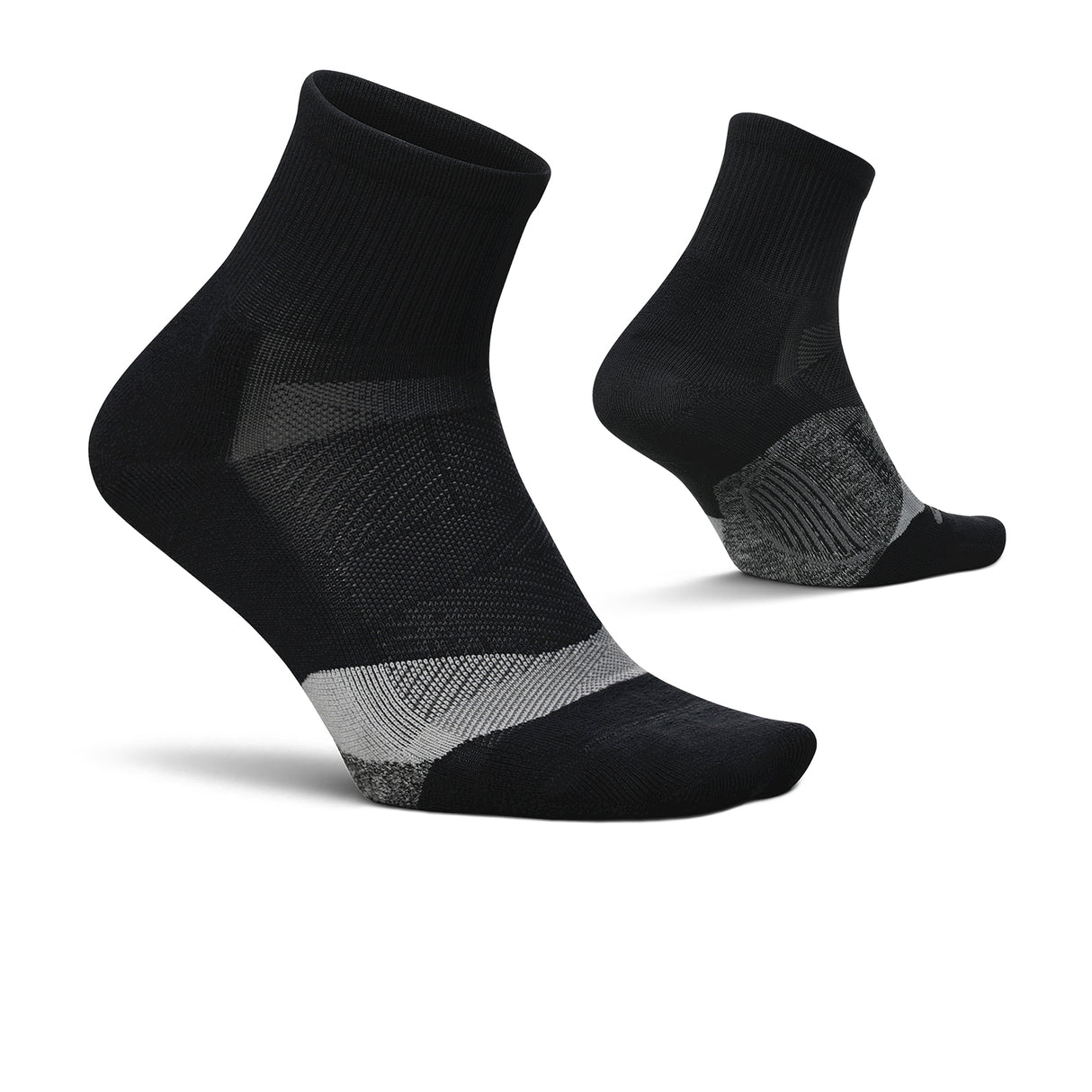 Feetures E205159 Elite Light Cushion Quarter Sock (Unisex) - Black Accessories - Socks - Performance - The Heel Shoe Fitters