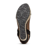 Aetrex Sydney Leather Wedge Sandal (Women) - Black Sandals - Heel/Wedge - The Heel Shoe Fitters