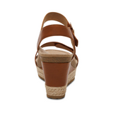 Aetrex Sydney Wedge Sandal (Women) - Cognac Sandal - Heel/Wedge - The Heel Shoe Fitters