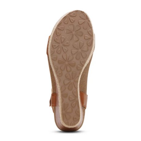 Aetrex Sydney Wedge Sandal (Women) - Cognac Sandal - Heel/Wedge - The Heel Shoe Fitters