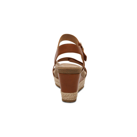 Aetrex Sydney Wedge Sandal (Women) - Cognac Sandal - Heel/Wedge - The Heel Shoe Fitters