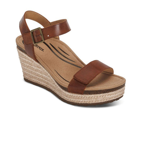 Aetrex Sydney Wedge Sandal (Women) - Walnut Sandals - Heel/Wedge - The Heel Shoe Fitters