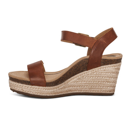 Aetrex Sydney Wedge Sandal (Women) - Walnut Sandals - Heel/Wedge - The Heel Shoe Fitters