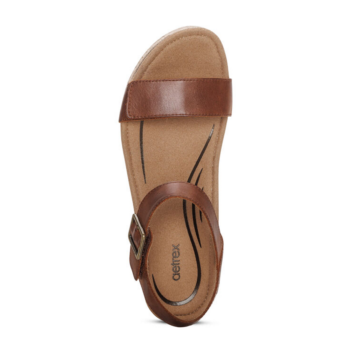 Aetrex Sydney Wedge Sandal (Women) - Walnut Sandals - Heel/Wedge - The Heel Shoe Fitters