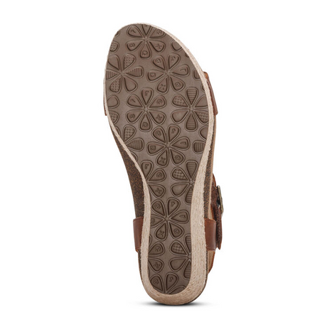 Aetrex Sydney Wedge Sandal (Women) - Walnut Sandals - Heel/Wedge - The Heel Shoe Fitters