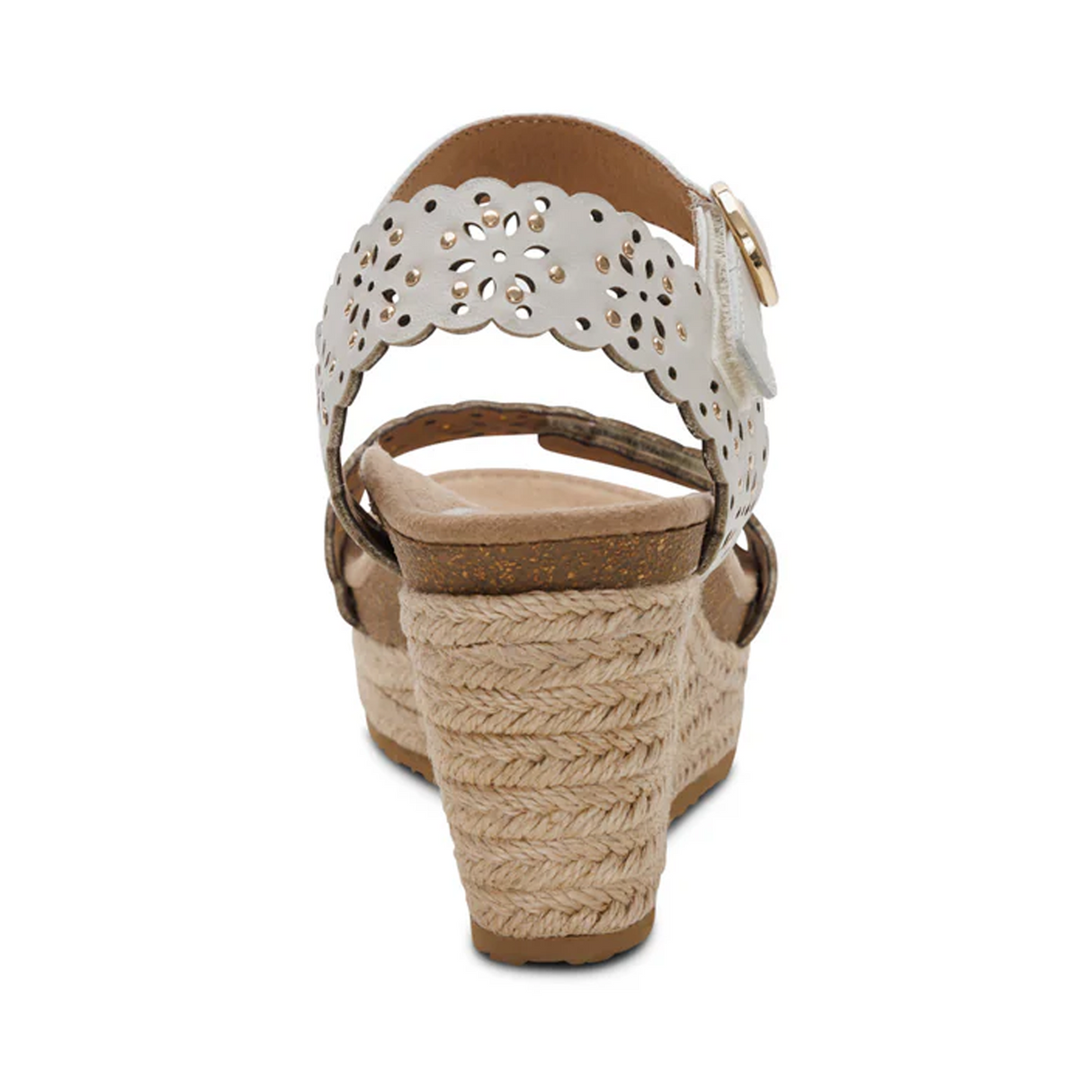 Aetrex Sydney Wedge Sandal (Women) - White Cutout Sandal - Heel/Wedge - The Heel Shoe Fitters