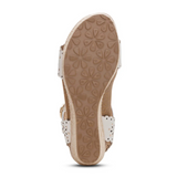 Aetrex Sydney Wedge Sandal (Women) - White Cutout Sandal - Heel/Wedge - The Heel Shoe Fitters