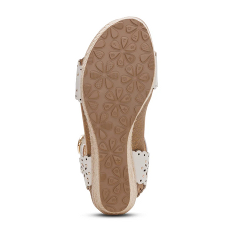 Aetrex Sydney Wedge Sandal (Women) - White Cutout Sandal - Heel/Wedge - The Heel Shoe Fitters