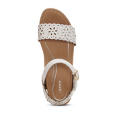 Aetrex Sydney Wedge Sandal (Women) - White Cutout Sandal - Heel/Wedge - The Heel Shoe Fitters