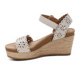 Aetrex Sydney Wedge Sandal (Women) - White Cutout Sandal - Heel/Wedge - The Heel Shoe Fitters