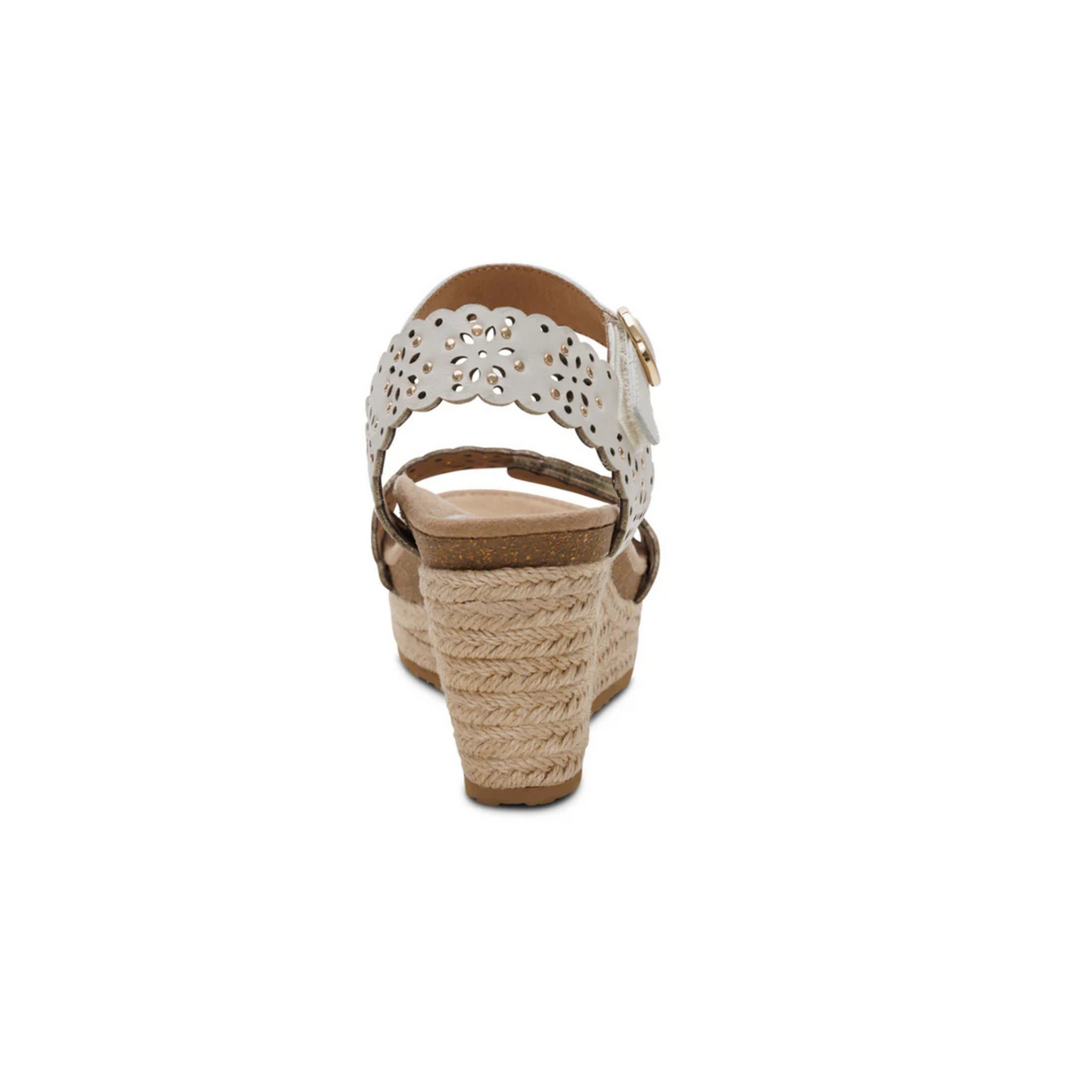 Aetrex Sydney Wedge Sandal (Women) - White Cutout Sandal - Heel/Wedge - The Heel Shoe Fitters