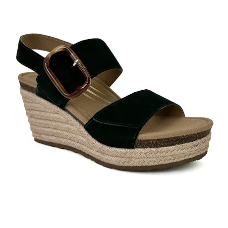 Aetrex Ashley Wedge Sandal (Women) - Black Sandals - Heel/Wedge - The Heel Shoe Fitters