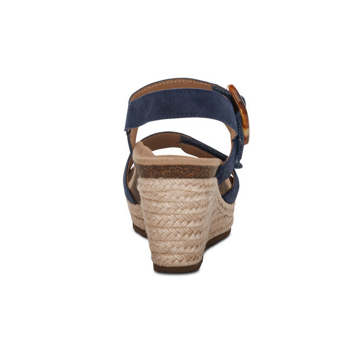 Aetrex Ashley Wedge Sandal (Women) - Navy Suede Sandals - Heel/Wedge - The Heel Shoe Fitters