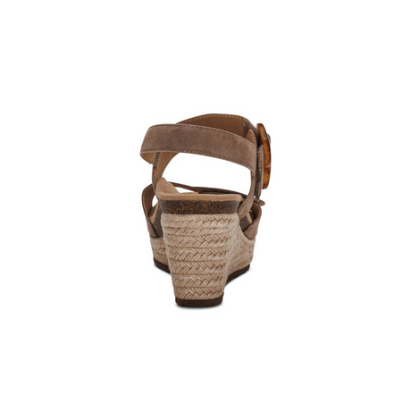 Aetrex Ashley Wedge Sandal (Women) - Taupe Suede Sandals - Heel/Wedge - The Heel Shoe Fitters