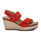 Aetrex Ashley Wedge Sandal (Women) - Poppy Suede Sandals - Heel/Wedge - The Heel Shoe Fitters