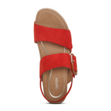 Aetrex Ashley Wedge Sandal (Women) - Poppy Suede Sandals - Heel/Wedge - The Heel Shoe Fitters