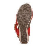 Aetrex Ashley Wedge Sandal (Women) - Poppy Suede Sandals - Heel/Wedge - The Heel Shoe Fitters