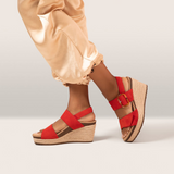 Aetrex Ashley Wedge Sandal (Women) - Poppy Suede Sandals - Heel/Wedge - The Heel Shoe Fitters