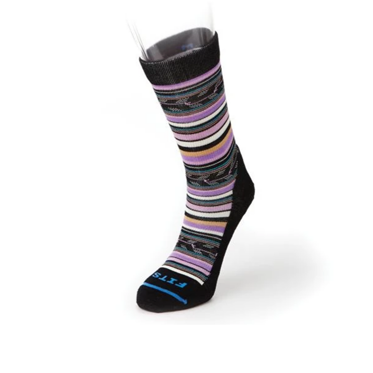 FITS F1057 Multi-Pattern Light Cushion Hiker Crew Sock (Unisex) - Black Accessories - Socks - Performance - The Heel Shoe Fitters