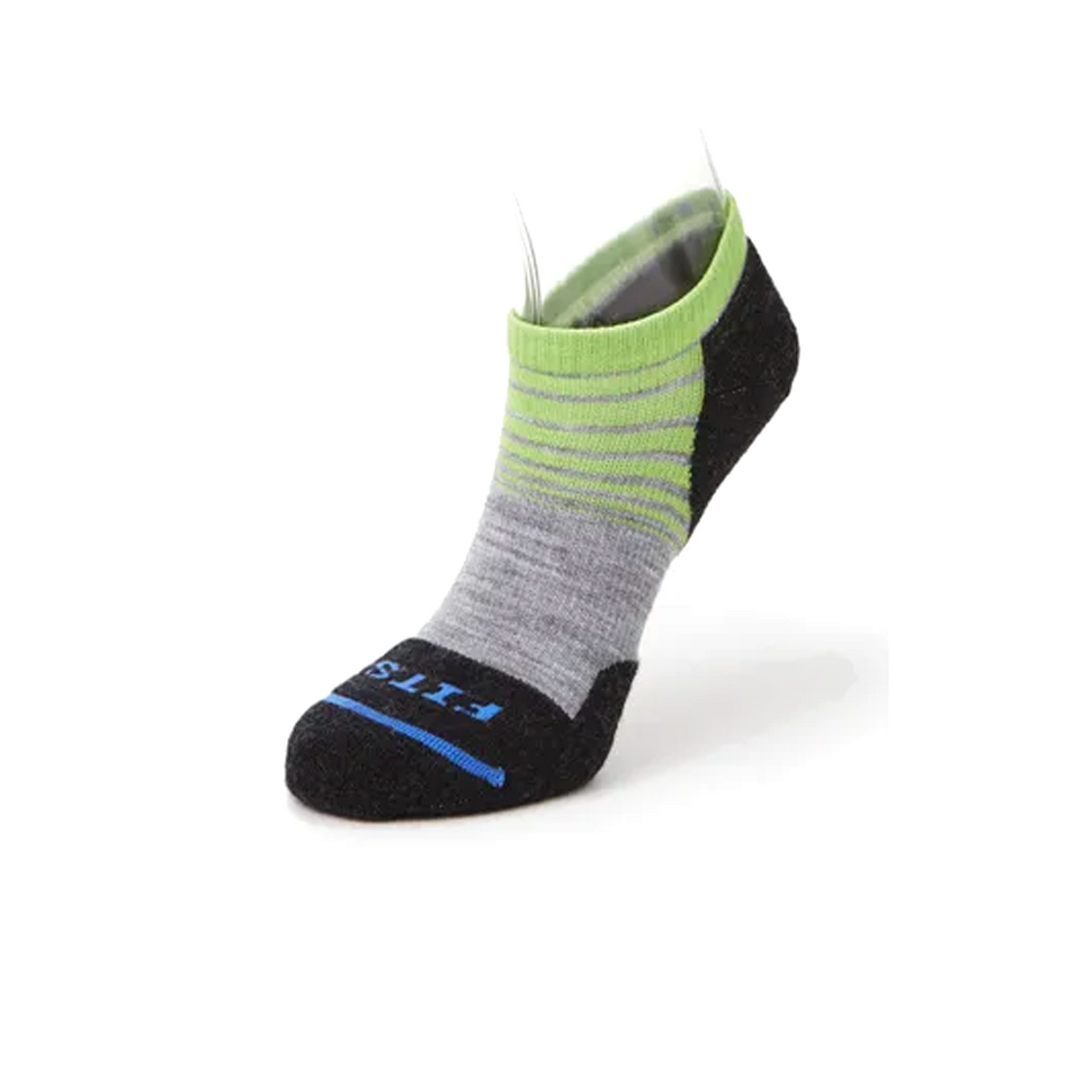 FITS F3107 Light Runner Low Sock (Unisex) - Light Grey/Green Flash Accessories - Socks - Performance - The Heel Shoe Fitters