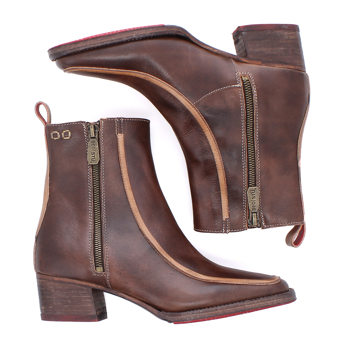 Bed Stu Bitsy Heeled Boot (Women) - Teak Oats Rustic Boots - Casual - Mid - The Heel Shoe Fitters