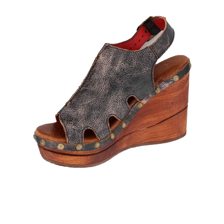 Bed Stu Naiya Wedge Sandal (Women) - Black Lux Sandals - Heel/Wedge - The Heel Shoe Fitters