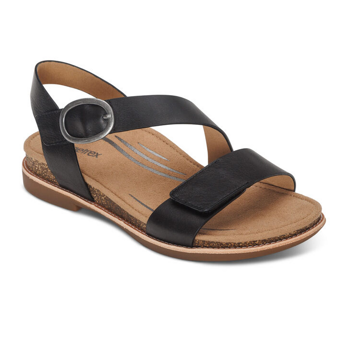 Aetrex Tamara Backstrap Sandal (Women) - Black Sandals - Backstrap - The Heel Shoe Fitters