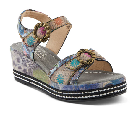 L'Artiste Flavour Wedge Sandal (Women) - Grey Multi Sandals - Heel/Wedge - The Heel Shoe Fitters