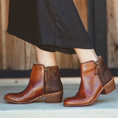 ROAN Liz Heeled Ankle Boot (Women) - Tan Crust Suede Boots - Casual - Low - The Heel Shoe Fitters