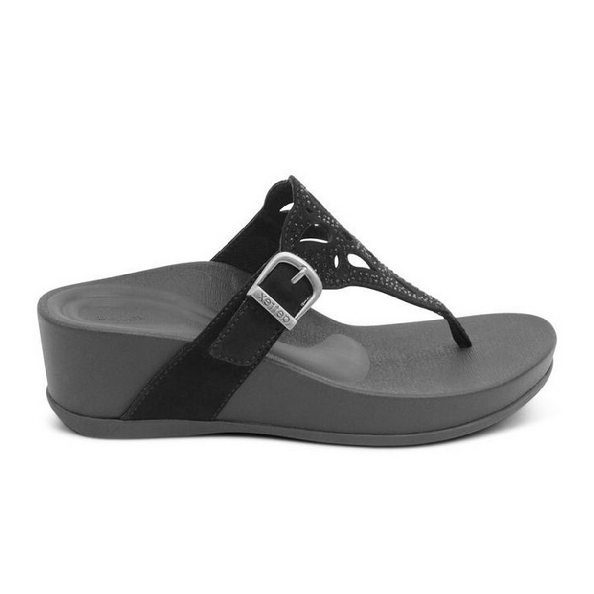 Aetrex black sandals online