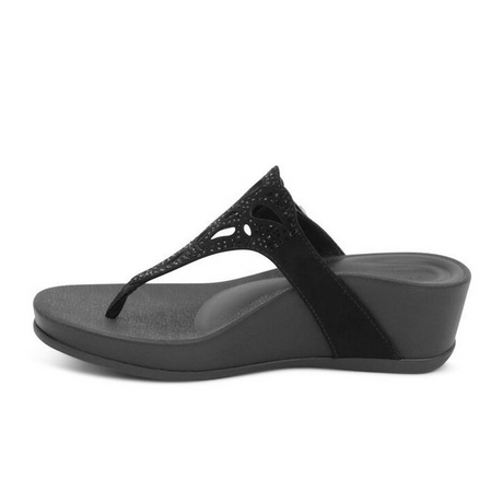 Aetrex Tasha Sandal (Women) - Black Sandals - Thong - The Heel Shoe Fitters