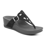 Aetrex Tasha Sandal (Women) - Black Sandals - Thong - The Heel Shoe Fitters