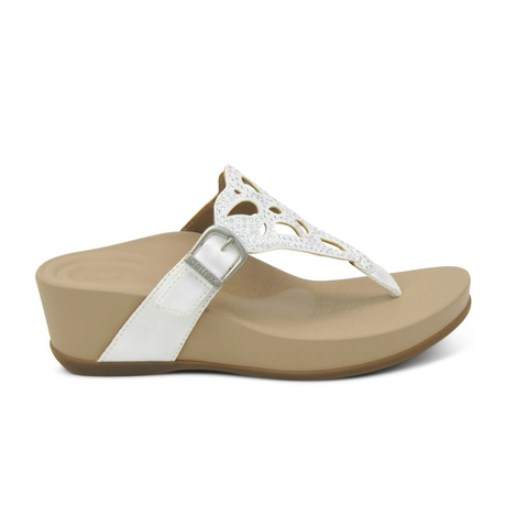 Aetrex Tasha Sandal (Women) - White Sandals - Thong - The Heel Shoe Fitters