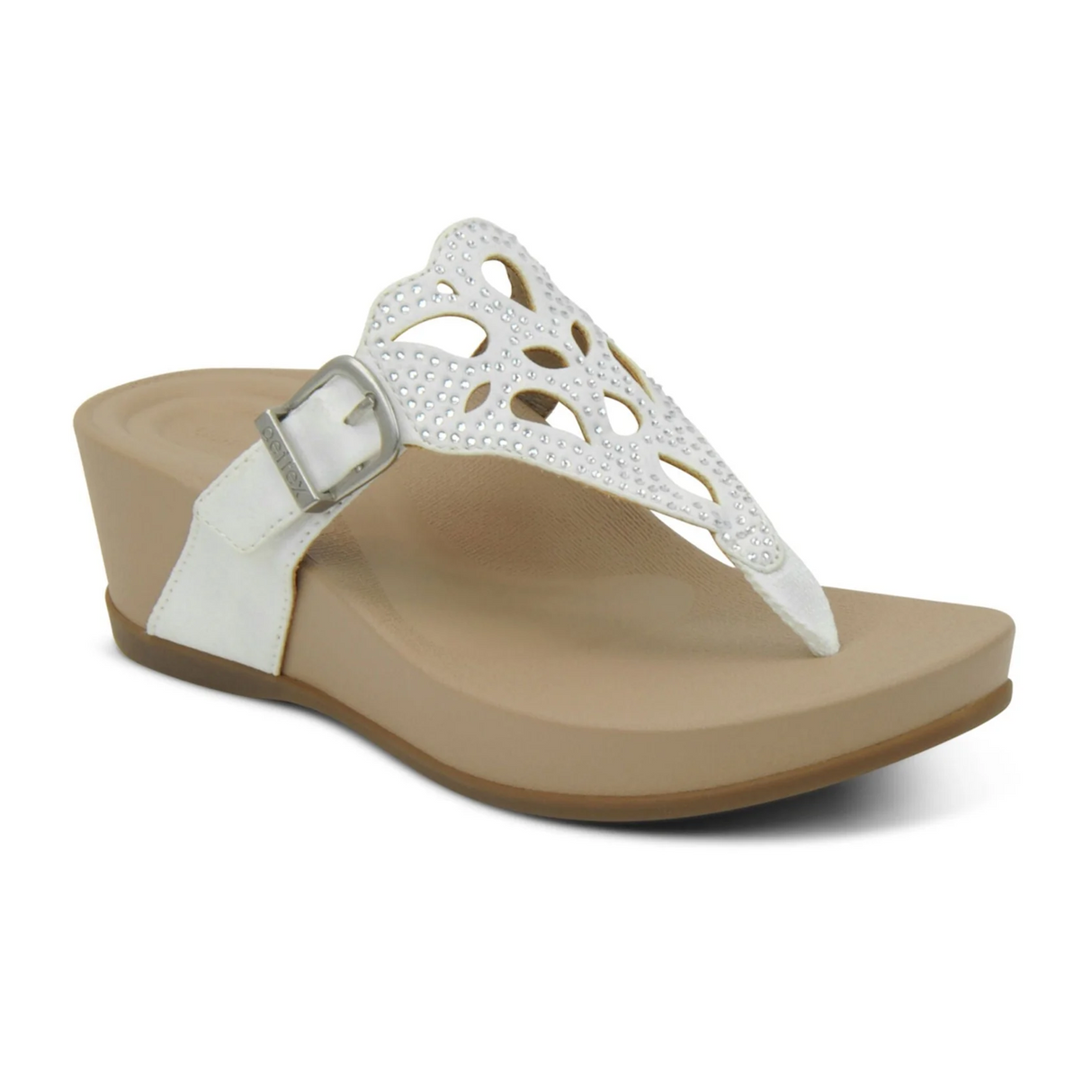 Aetrex Tasha Sandal (Women) - White Sandals - Thong - The Heel Shoe Fitters