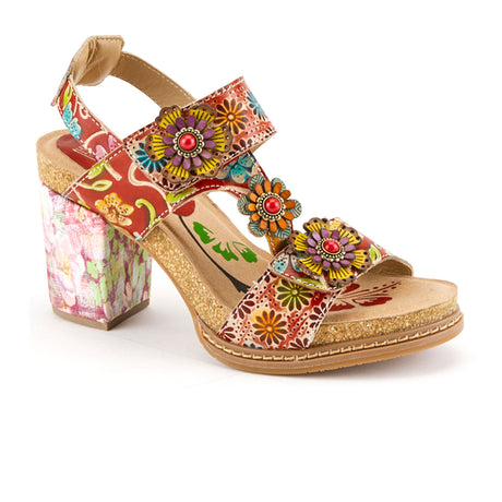 L'Artiste Guitarra Heeled Sandal (Women) - Red Multi Sandals - Heel/Wedge - The Heel Shoe Fitters