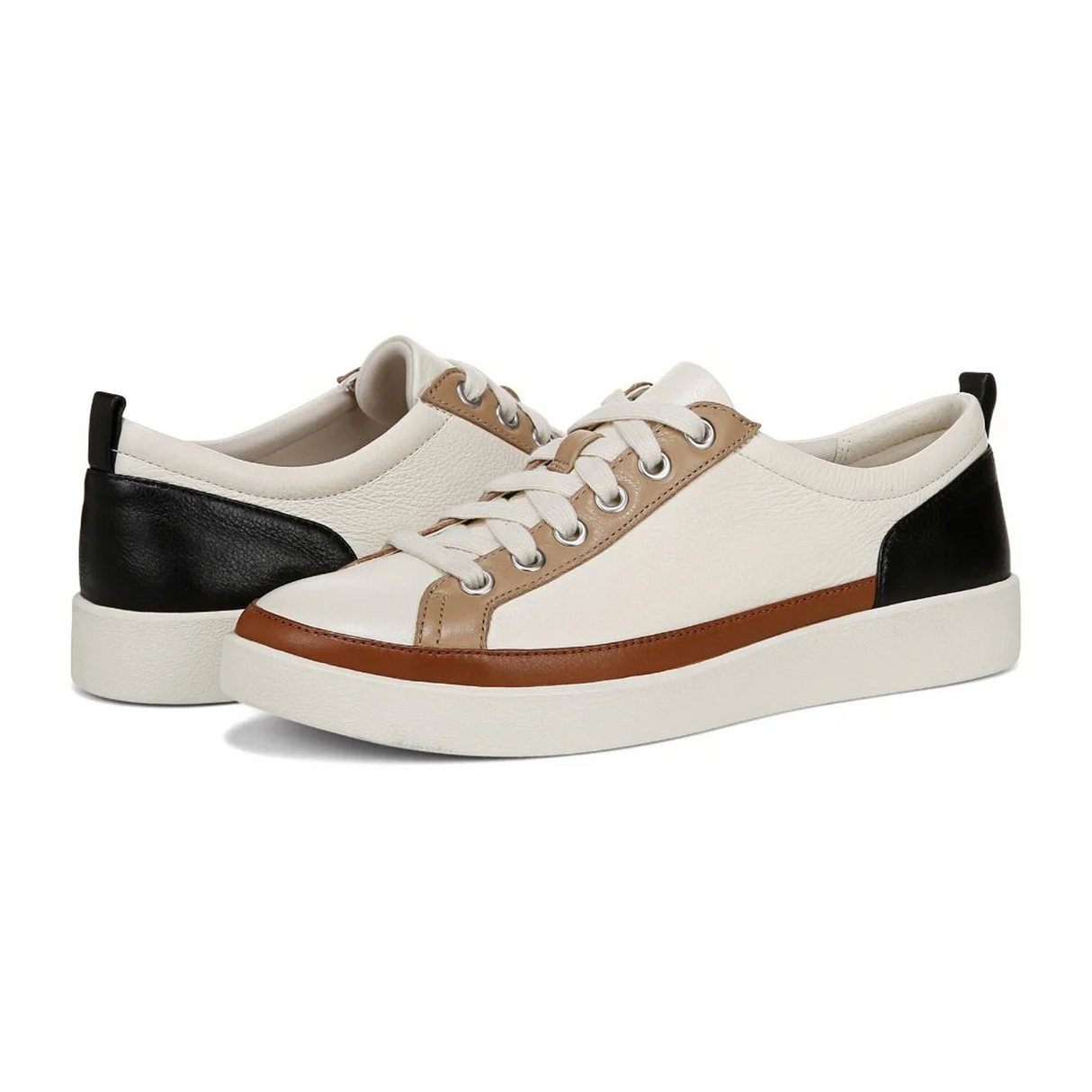 Vionic Winny Sneaker (Women) - Ivory/Black Tumbled Leather Athletic - Casual - Lace Up - The Heel Shoe Fitters