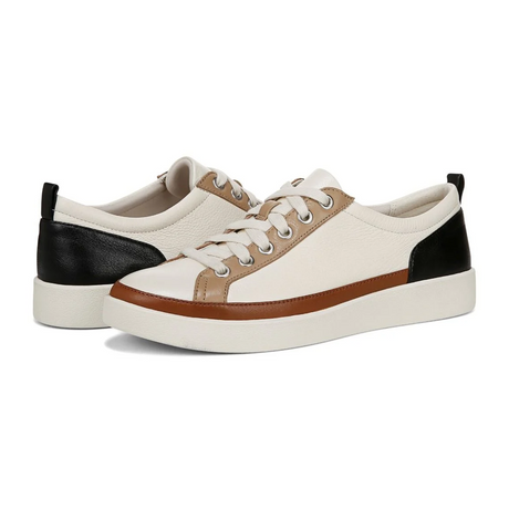 Vionic Winny Sneaker (Women) - Ivory/Black Tumbled Leather Athletic - Casual - Lace Up - The Heel Shoe Fitters