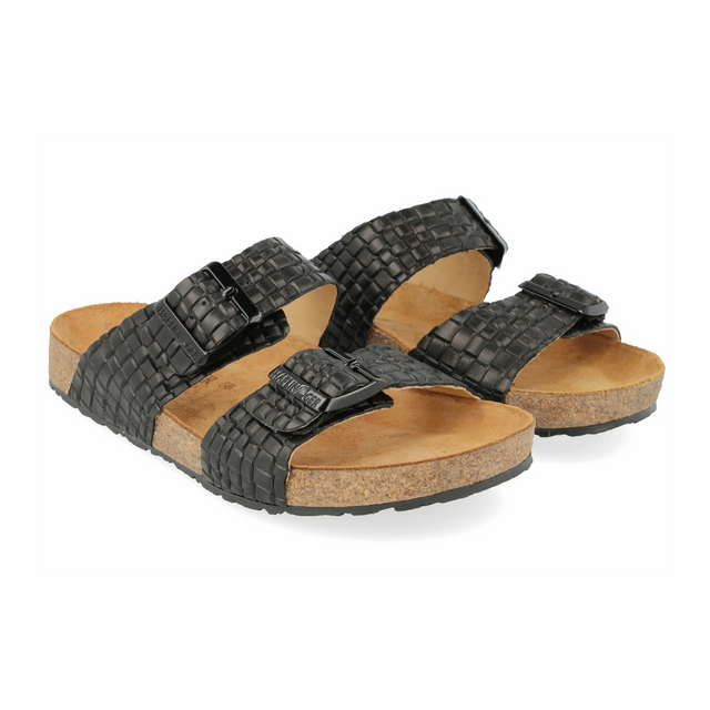 Haflinger Andrea Slide Sandal (Women) - Woven Nero Sandals - Slide - The Heel Shoe Fitters