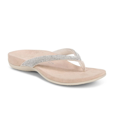 Vionic Dillon Shine Sandal (Women) - Cream Rhinestone Sandals - Thong - The Heel Shoe Fitters